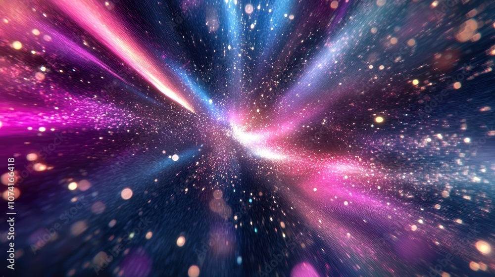 Poster Abstract science fiction background concept of outer space and time travel in 3D cartoon rendering