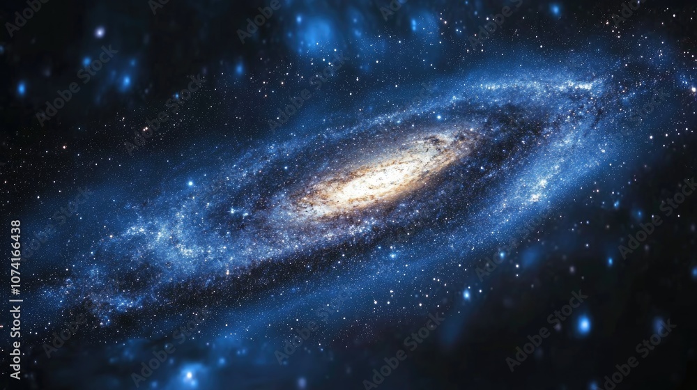 Poster cartoon style 3d rendering of the milky way