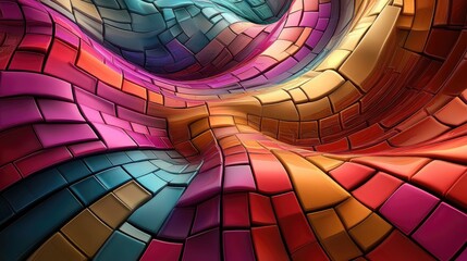 Fototapeta premium Extruded abstract fractal background featuring a 3D cartoon rendering This modern art painting showcases futuristic wavy fractal artwork making it a trendy desktop wallpaper with colorful 3D rende
