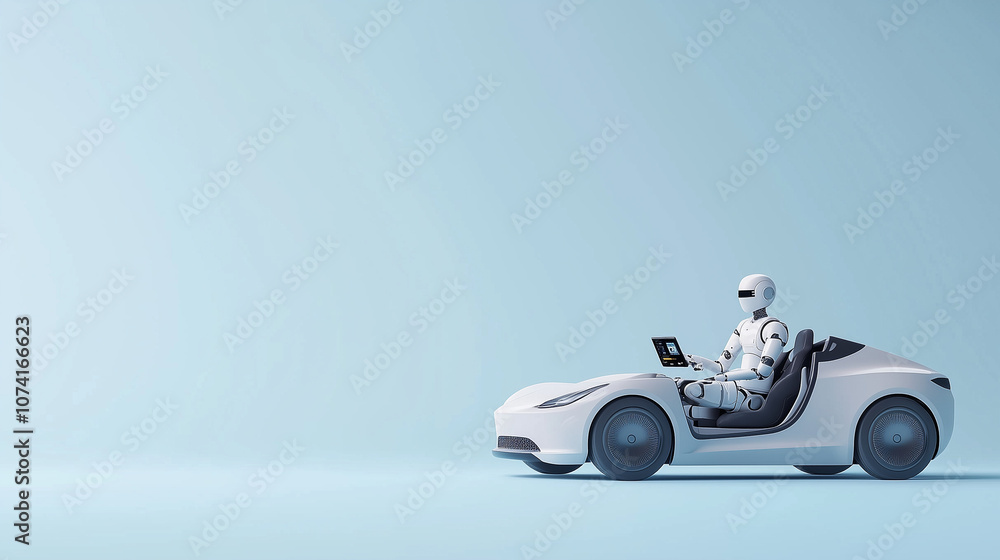 Poster autonomous drive: robot in a self-driving car