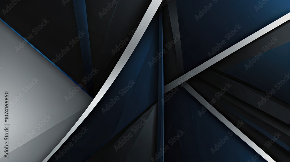 Poster a visually striking abstract composition showcasing dark and metallic elements creating a sense of d