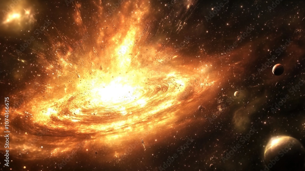 Poster abstract space background in a 3d cartoon rendering science fiction wallpaper featuring a fantastic 
