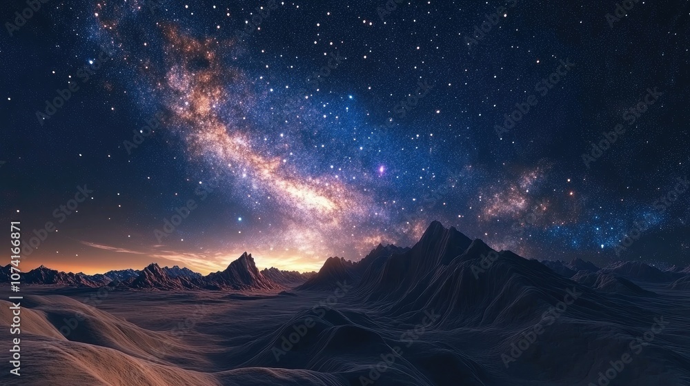 Aufkleber the magic of the milky way in a 3d cartoon rendering