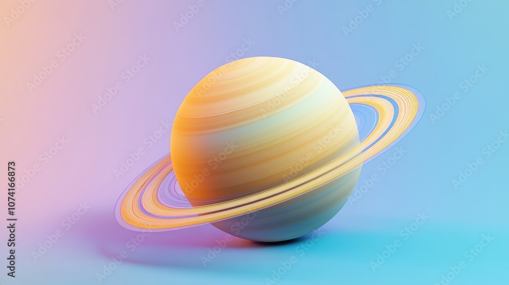 Poster cartoon rendering in 3d of saturn