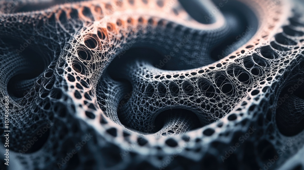 Aufkleber Abstract fractal forms depicted in a 3D cartoon rendering focusing on the themes of nuclear physics and graphic design The surreal design features a geometric sacred futuristic quantum digital hol