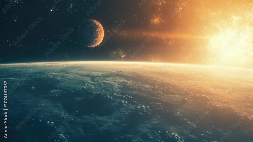 Poster high quality space background in 3d cartoon rendering