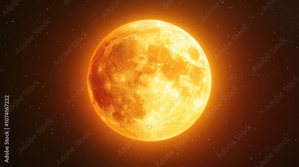 Poster highly detailed moon of the solar system in orange and yellow effect light rendered in 3d cartoon st