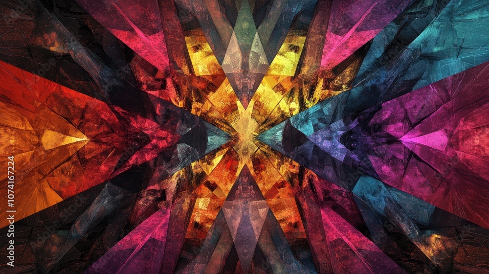 Poster Abstract vivid background art in 3D cartoon rendering featuring a geometric space design The background showcases a fractal multicolor texture ideal for projects focusing on imagination creativity