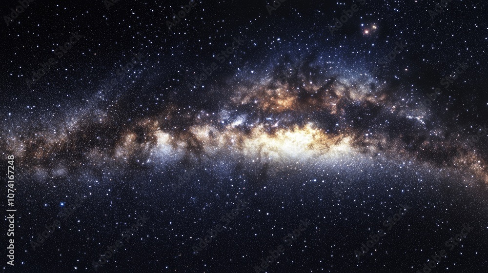 Poster 3d cartoon representation of the milky way galaxy at night featuring a multitude of bright stars and