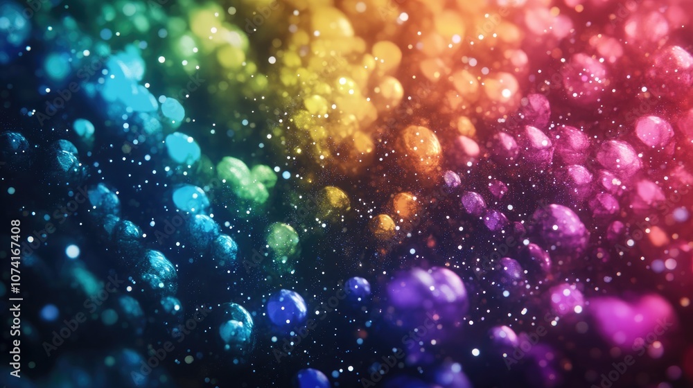 Fototapete Abstract background for a galaxy spectrum concept in a 3D cartoon rendering The multitude of colors represents numerous stars with hues drawn from a rainbow palette creating a vibrant and colorful