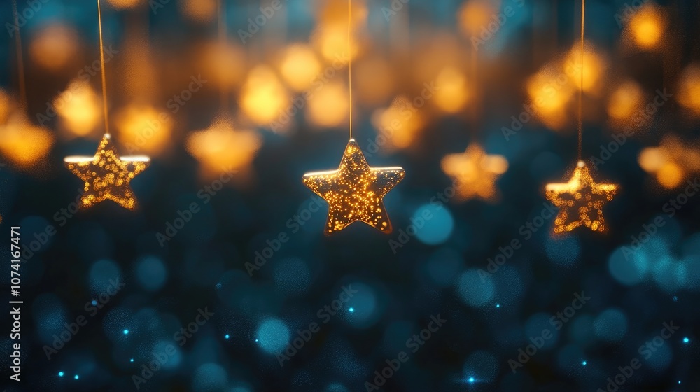 Poster Dark sky with blinking stars in a 3D cartoon rendering