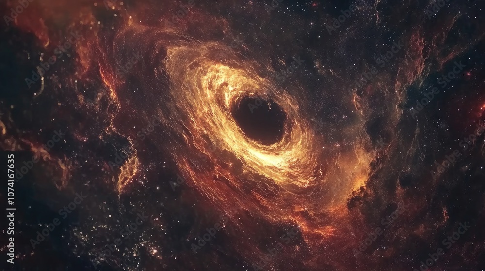 Poster incredibly beautiful galaxy in outer space depicted in a 3d cartoon rendering featuring a black hole