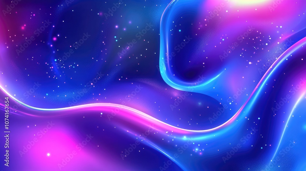 Poster Artistic fractal shapes backdrop in a 3D cartoon rendering Abstract colorful cosmic background with a splash texture Blue light illustration