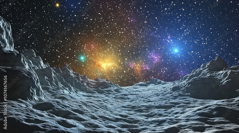 Poster high definition star field background featuring a colorful starry night sky depicted in a 3d cartoon