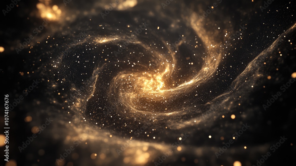 Poster Swirling nebula and stars in space depicted in a 3D cartoon rendering Abstract fractal art background