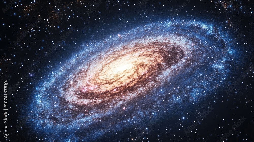 Poster 3d illustration of the milky way galaxy in a cartoon rendering style