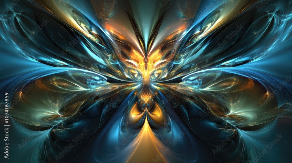 Poster Abstract fractal fantasy design background in a 3D cartoon rendering