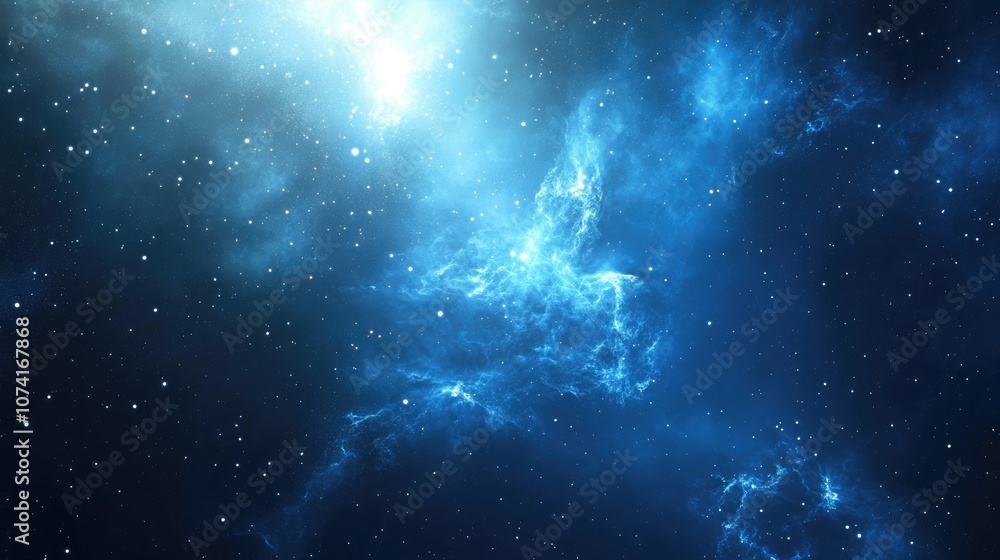 Poster Abstraction space background with mystical light in a 3D cartoon rendering for design
