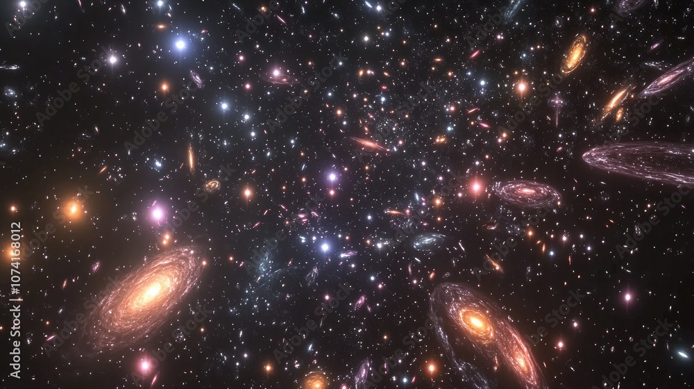 Aufkleber Illustration of a deep space star field rendered in 3D cartoon style featuring a universe filled with stars and gas in a far distant cosmos