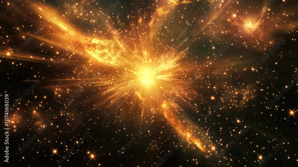Poster 3d cartoon rendering depicting stars within a galaxy in open space