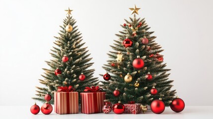 Beautifully Decorated Christmas Trees With Gifts in a Festive Setting Generative AI