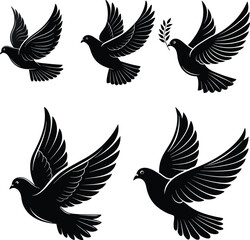 Dove Is Flying Vector art, illustration with a plane icon logo