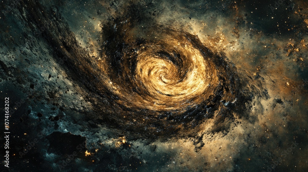 Fototapete Swirling nebula and stars in space depicted in a 3D cartoon rendering Abstract fractal art background