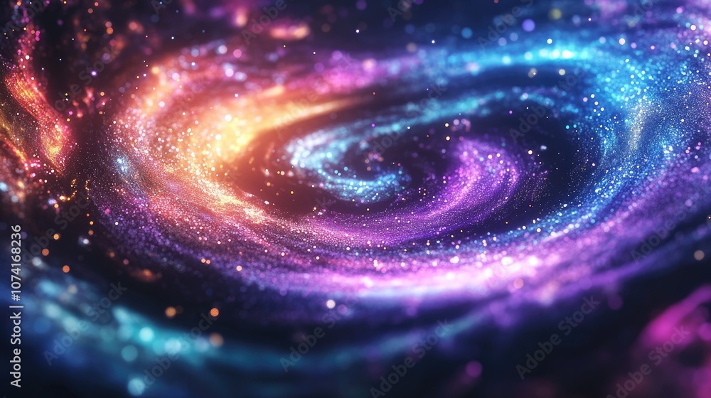 Poster Colorful glowing space mandala a computer generated abstract background in 3D cartoon rendering