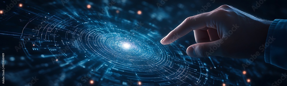 Aufkleber a hand reaches toward a glowing galaxy, representing the connection between humanity and the univers