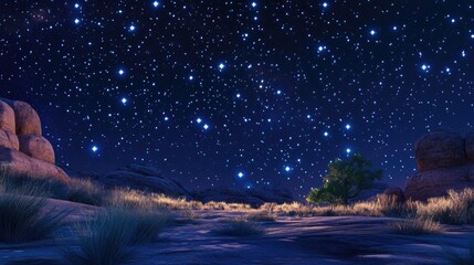 Naklejka premium Cartoon rendering in 3D of a star field at night
