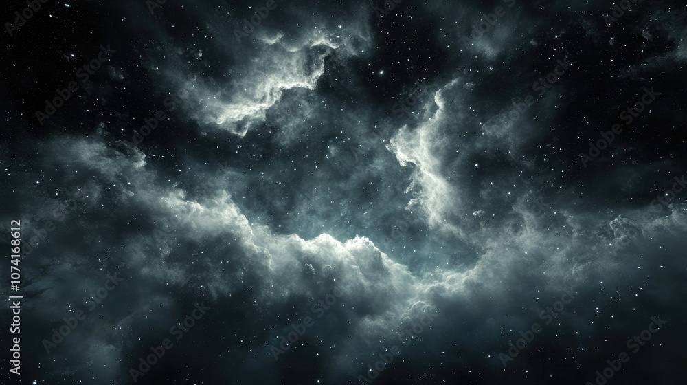 Poster 3d cartoon depiction of a galactic nebula in deep outer space