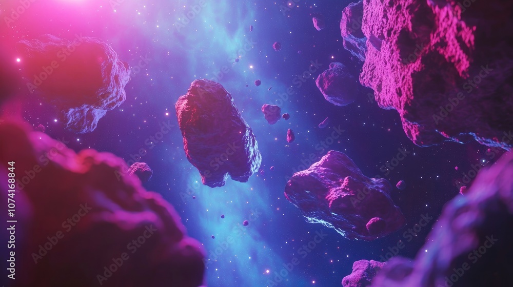 Poster colorful deep space in a 3d cartoon rendering futuristic abstract universe background