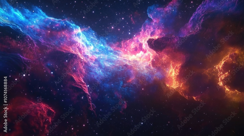 Poster colorful space galaxy background featuring 3d cartoon rendering of light shining stars stardust and 