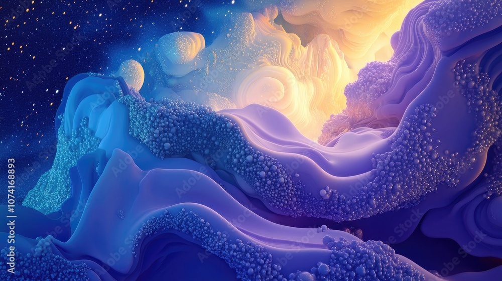 Aufkleber Background abstraction with nature and space in a 3D cartoon rendering