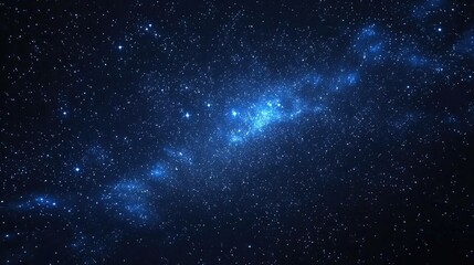 Obraz premium 3D cartoon depiction of a dark blue night sky filled with stars and the Milky Way against a space backdrop