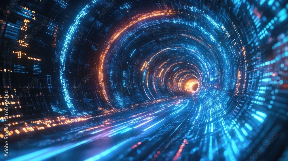 Poster Abstract science fiction background concept of outer space and time travel in 3D cartoon rendering