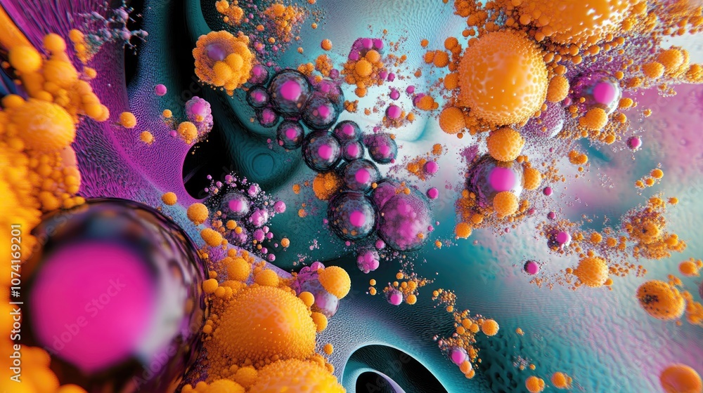 Leinwandbilder Elementary Particles series featuring a 3D cartoon rendering An exploration of abstract fractal forms within the context of nuclear physics and graphic design