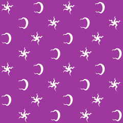 Moon And Stars Vector Hand Drawn Seamless Pattern