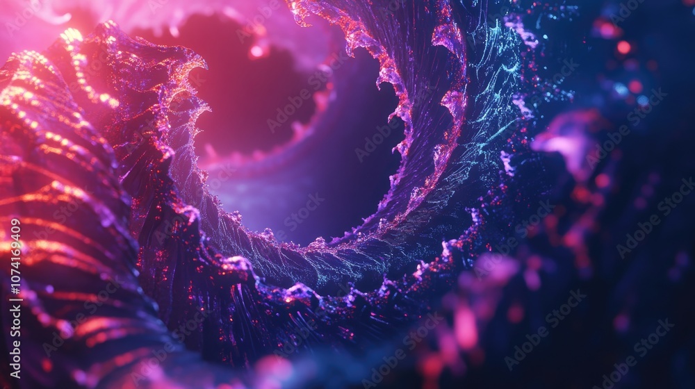 Leinwandbilder Abstract fractal patterns and shapes in a 3D cartoon rendering Infinite universe with mysterious psychedelic relaxation patterns Dynamic flowing natural forms and sacred geometry featuring mystica