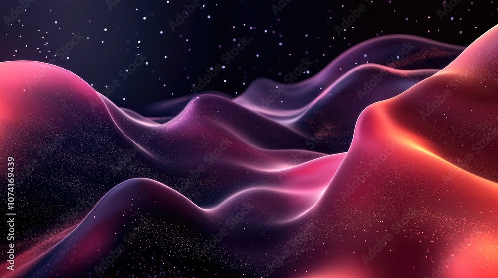 Poster Abstraction space background with mystical light in a 3D cartoon rendering for design