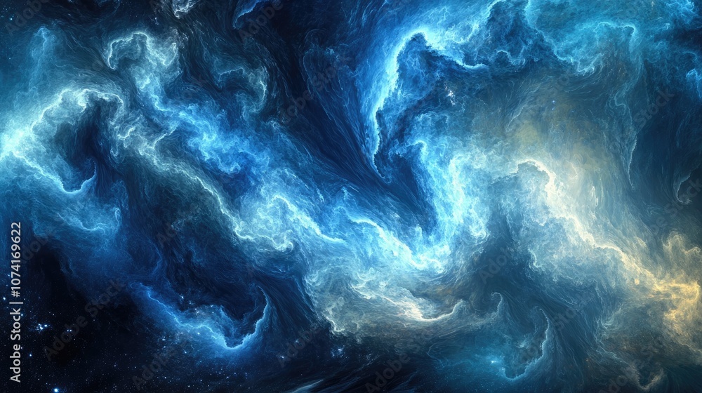 Poster Abstract fractal illustration resembling galaxies in 3D cartoon rendering