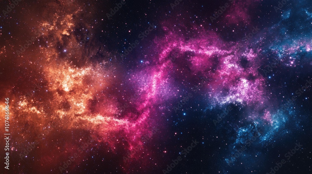 Poster abstract cosmic background in a 3d cartoon rendering
