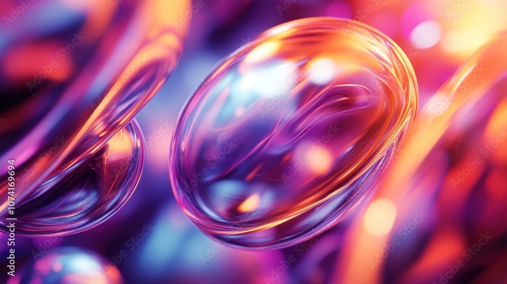 Poster Abstract texture with light bokeh background in a 3D cartoon rendering