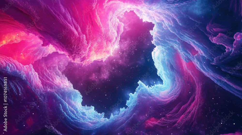 Aufkleber Abstract digital fractal fantasy design background in 3D cartoon rendering