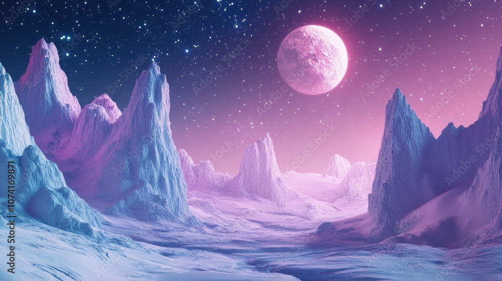 Aufkleber Abstract cosmic background with a starry sky in 3D cartoon rendering