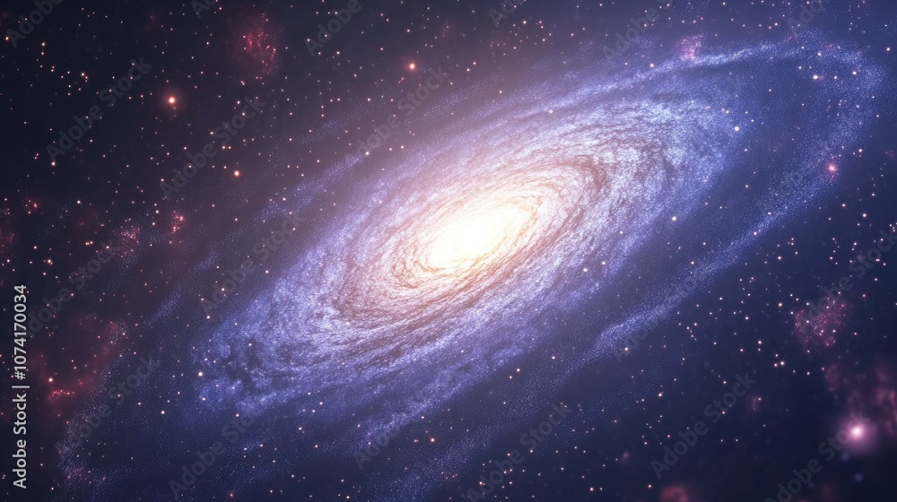 Poster 3d illustration of the milky way galaxy in a cartoon rendering style