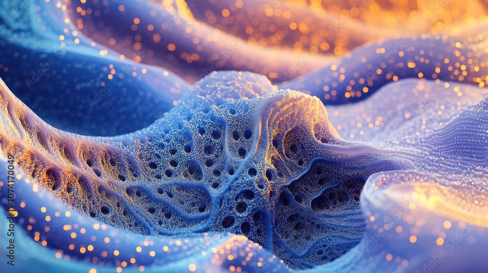 Poster Abstract fractal background illustrations featuring a textured chaos ornament in a 3D cartoon rendering style