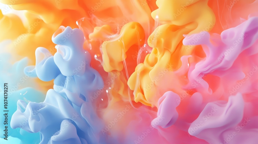 Poster abstract colorful smoke background in 3d cartoon rendering