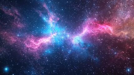 Fototapeta premium Bright galaxy depicted in a 3D cartoon rendering Abstract stars set against a black background Fantasy fractal texture featuring blue and pink hues Digital art 3D rendering