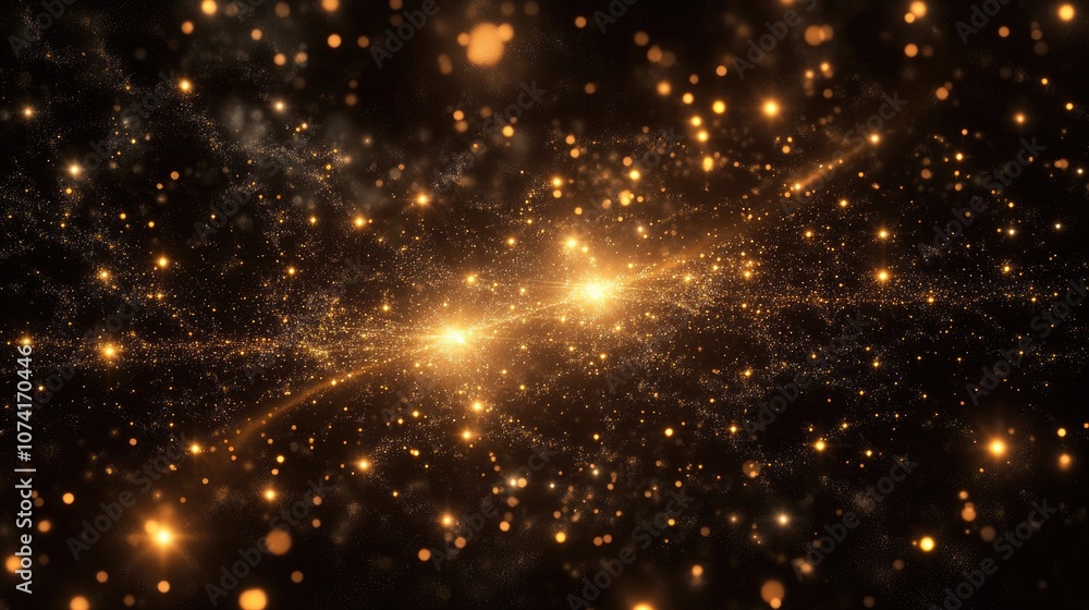Poster Fractal image of an abstract star galaxy or constellation in 3D cartoon rendering